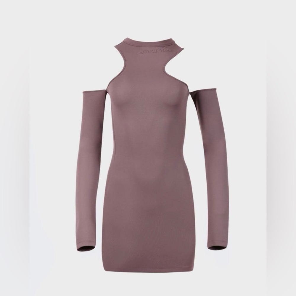 Off white sleek, a symmetrical midi dress
